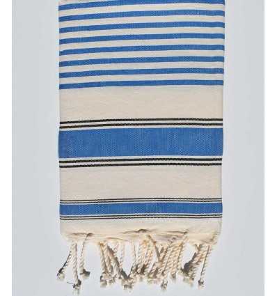 Toalla de playa ziwane blanco crema, negro y azul Fouta Tunisia - 1