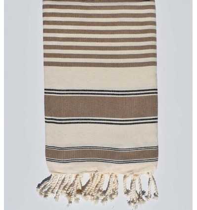 Toalla de playa ziwane blanco crema negro y bistre Fouta Tunisia - 1