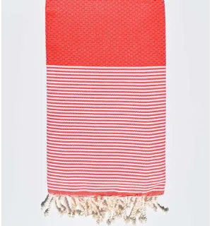 Toalla de playa nido de abeja rojo claro Fouta Tunisia - 1 2