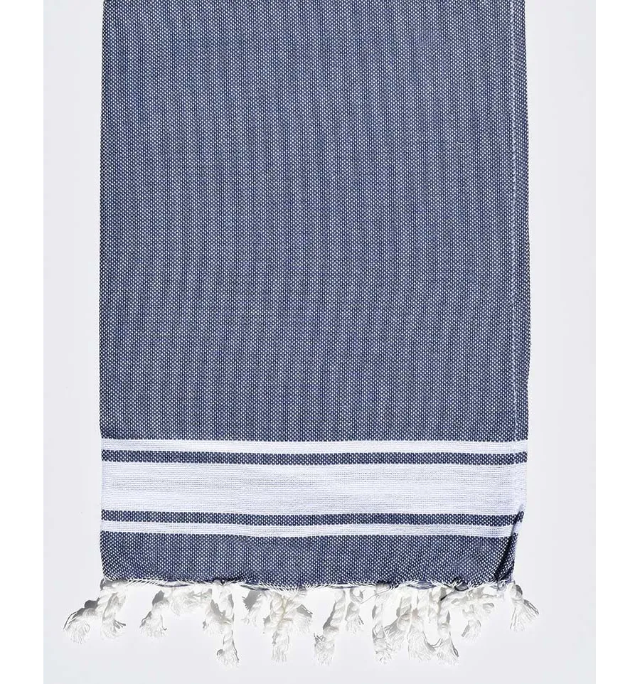 Mini toalla azul rey rayas blancas Fouta Tunisia - 1