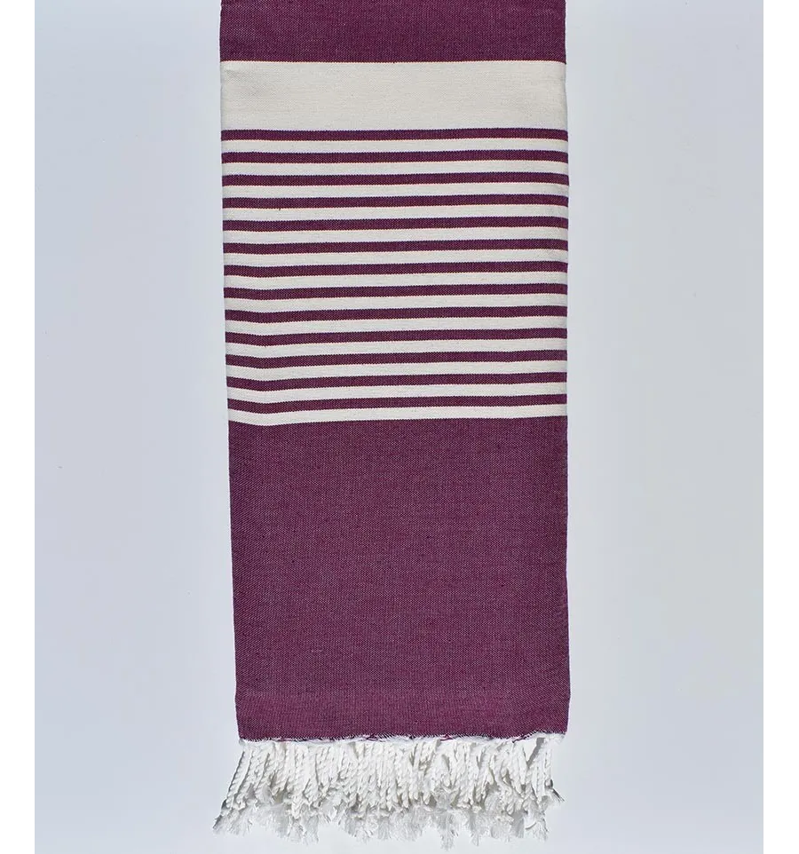 Fouta gigante morado con rayas crema  - 1