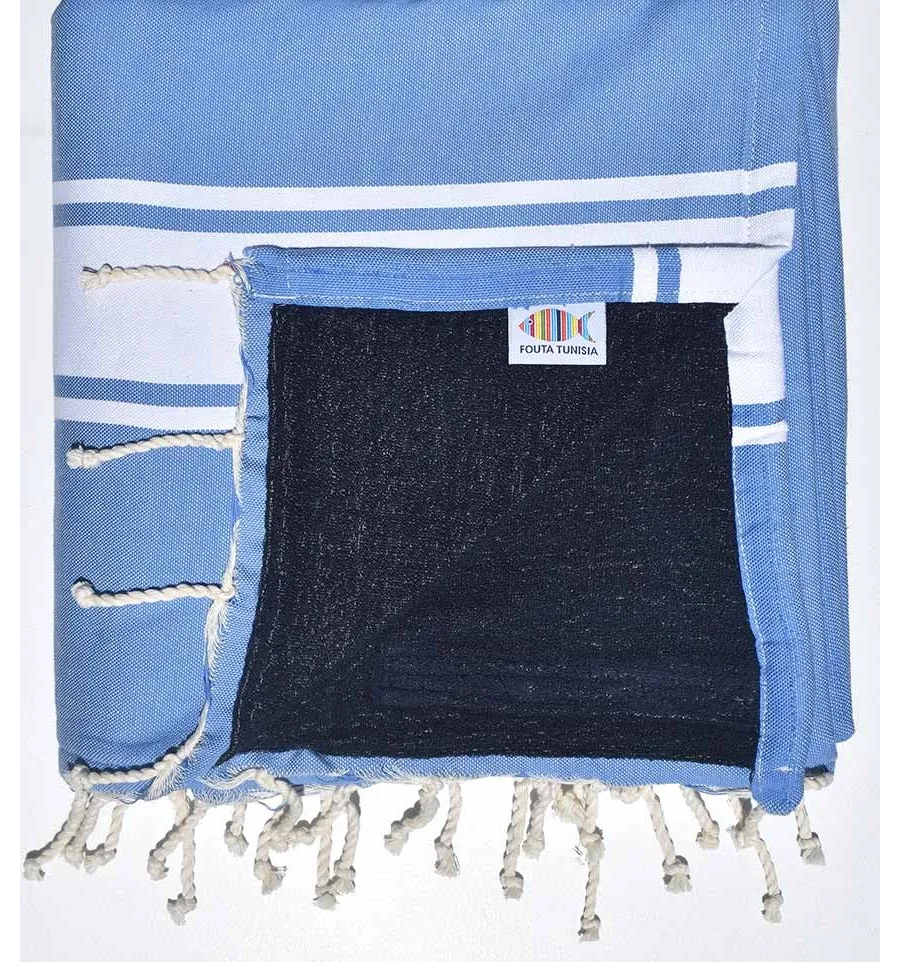 Fouta esponja azul real claro Fouta Tunisia - 1