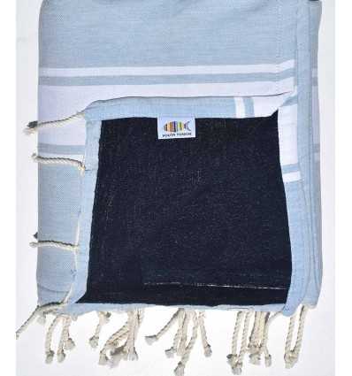 Fouta esponja azul gris y azul medianoche Fouta Tunisia - 1