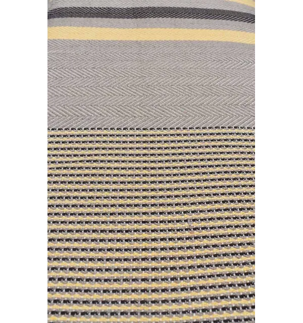 Fouta gigante beige oscuro rayado amarillo y marrón  - 2