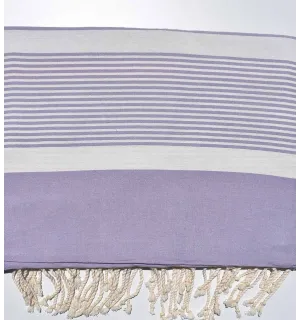 Toalla de playa grande lavanda violeta con rayas blancas Fouta Tunisia - 1