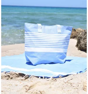 Bolsa de playa de color azul Fouta Tunisia - 2