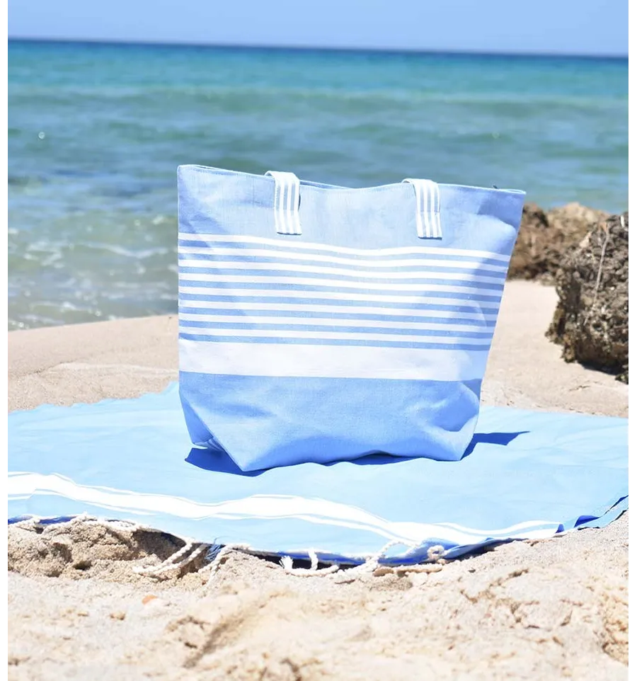 Bolsa de playa de color azul Fouta Tunisia - 2