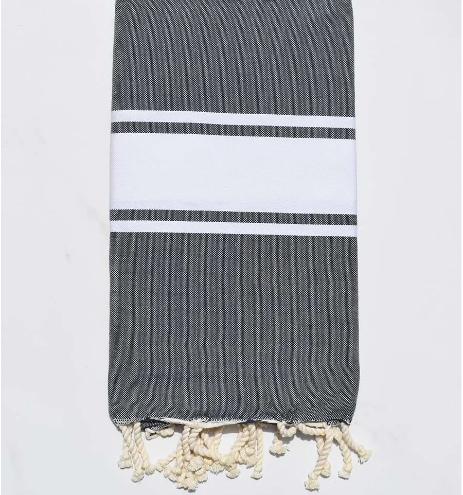 Fouta tejido liso gris oscuro Fouta Tunisia - 1