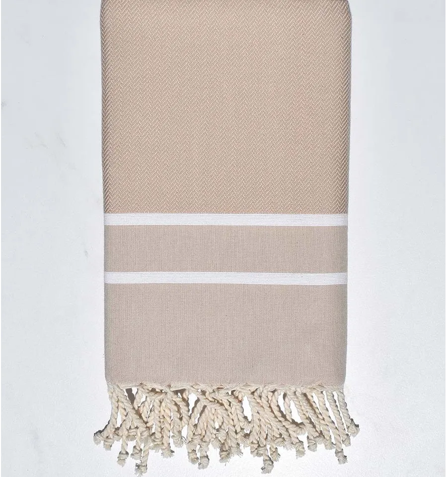 Toalla de playa chevron beige Fouta Tunisia - 1