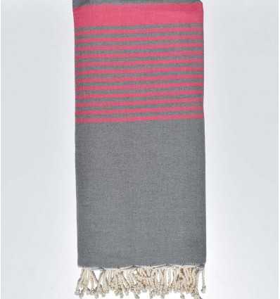 Fouta gigante gris y rosa  - 1