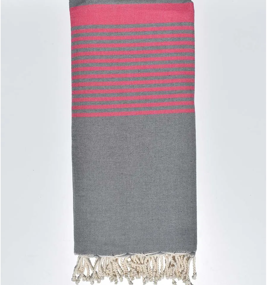 Fouta gigante gris y rosa  - 1