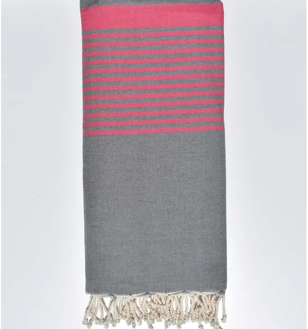 Fouta gigante gris y rosa  - 1