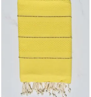 Toalla de playa nido de abeja amarilla con lurex Fouta Tunisia - 1