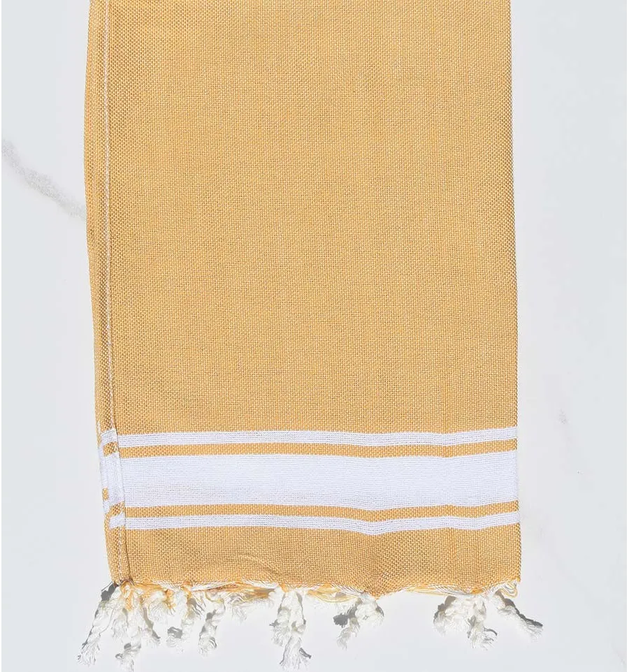 Servilleta beige amarillo con rayas blancas Fouta Tunisia - 1