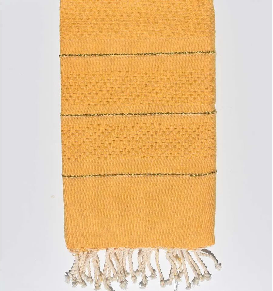 Fouta nido de abeja amarillo mostaza con lurex Fouta Tunisia - 1