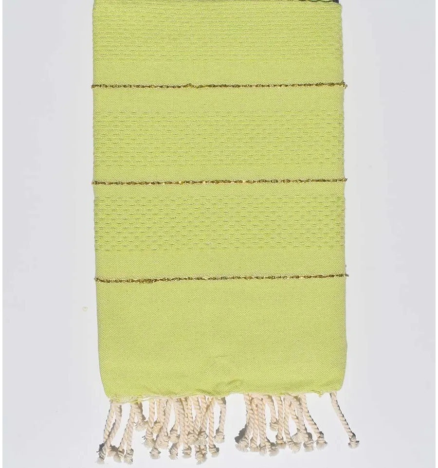 Toalla de playa nido de abeja pistacho con lurex Fouta Tunisia - 1