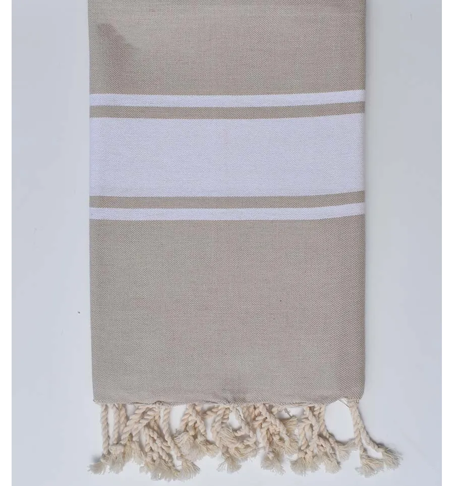 Toalla de playa plato Khaki beige Fouta Tunisia - 1