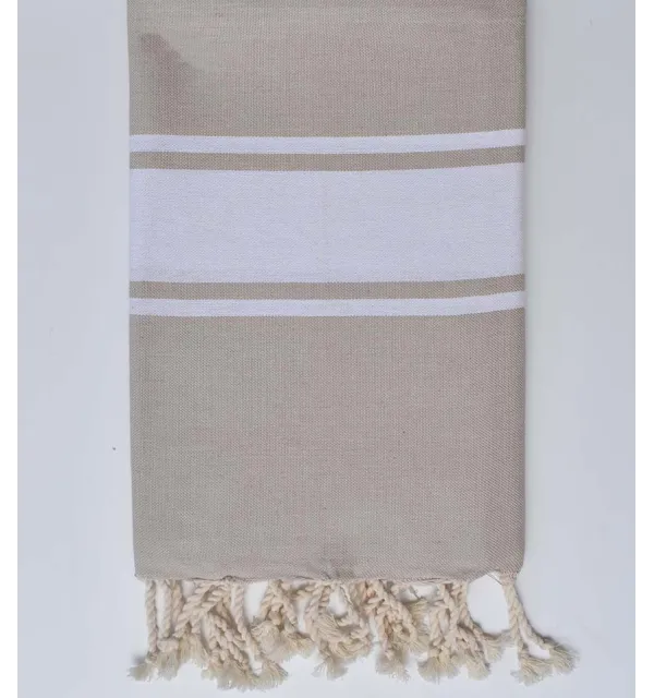 Toalla de playa plato Khaki beige Fouta Tunisia - 1