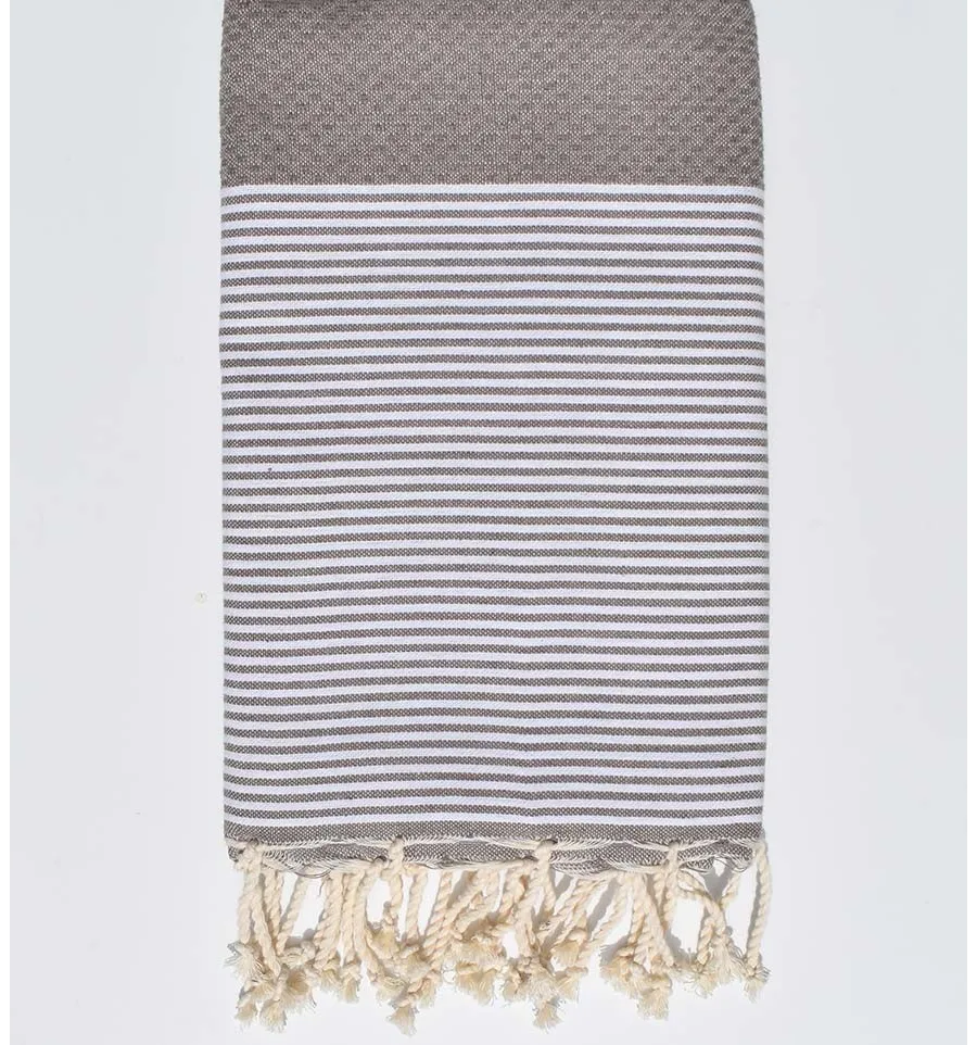 FOUTA nido de abeja topo rayado blanco Fouta Tunisia - 1