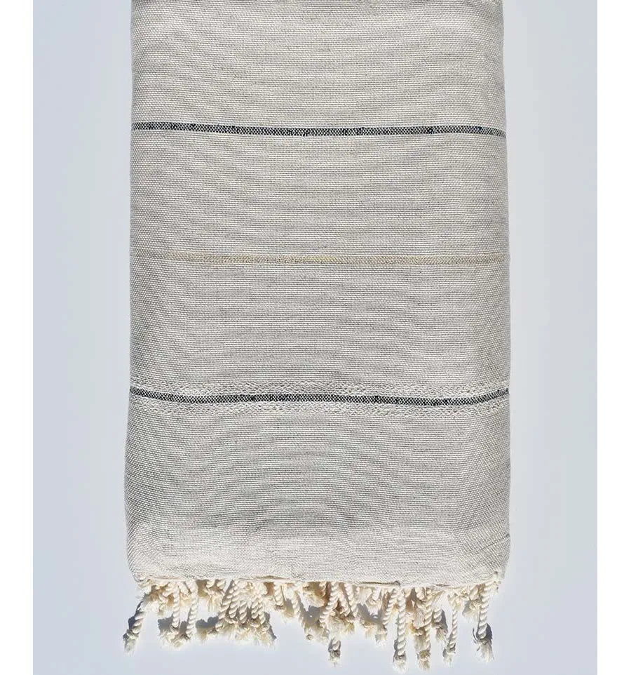 Fouta gigante beige con lurex azul y dorado  - 1