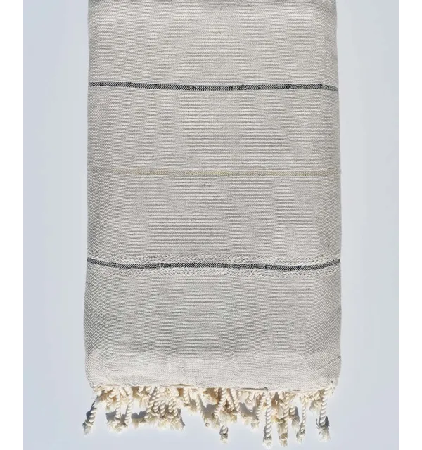 Fouta gigante beige con lurex azul y dorado  - 1