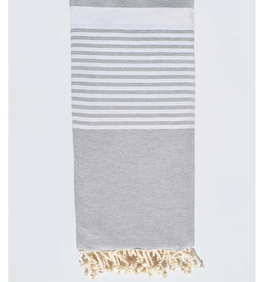 Fouta gigante gris medio con rayas Fouta Tunisia - 1