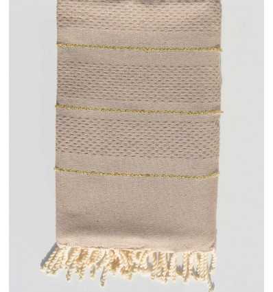 Toalla de playa beige oscuro con lurex Fouta Tunisia - 2