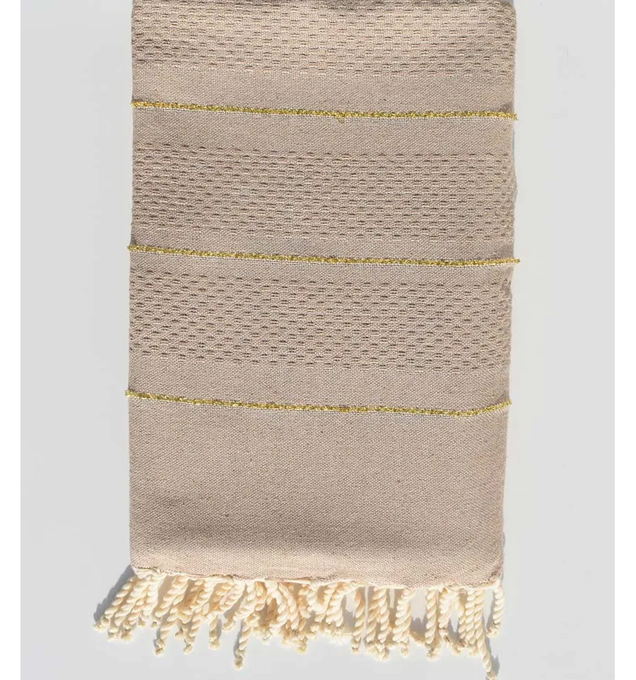 Toalla de playa beige oscuro con lurex Fouta Tunisia - 2