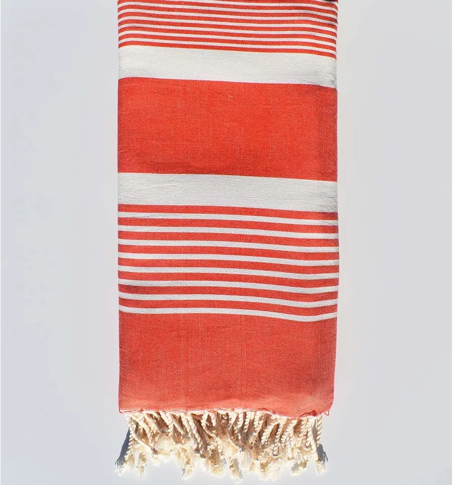 Fouta gigante rojo con rayas blancas Fouta Tunisia - 1