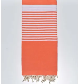 Fouta gigante naranja rayado blanco Fouta Tunisia - 1 2