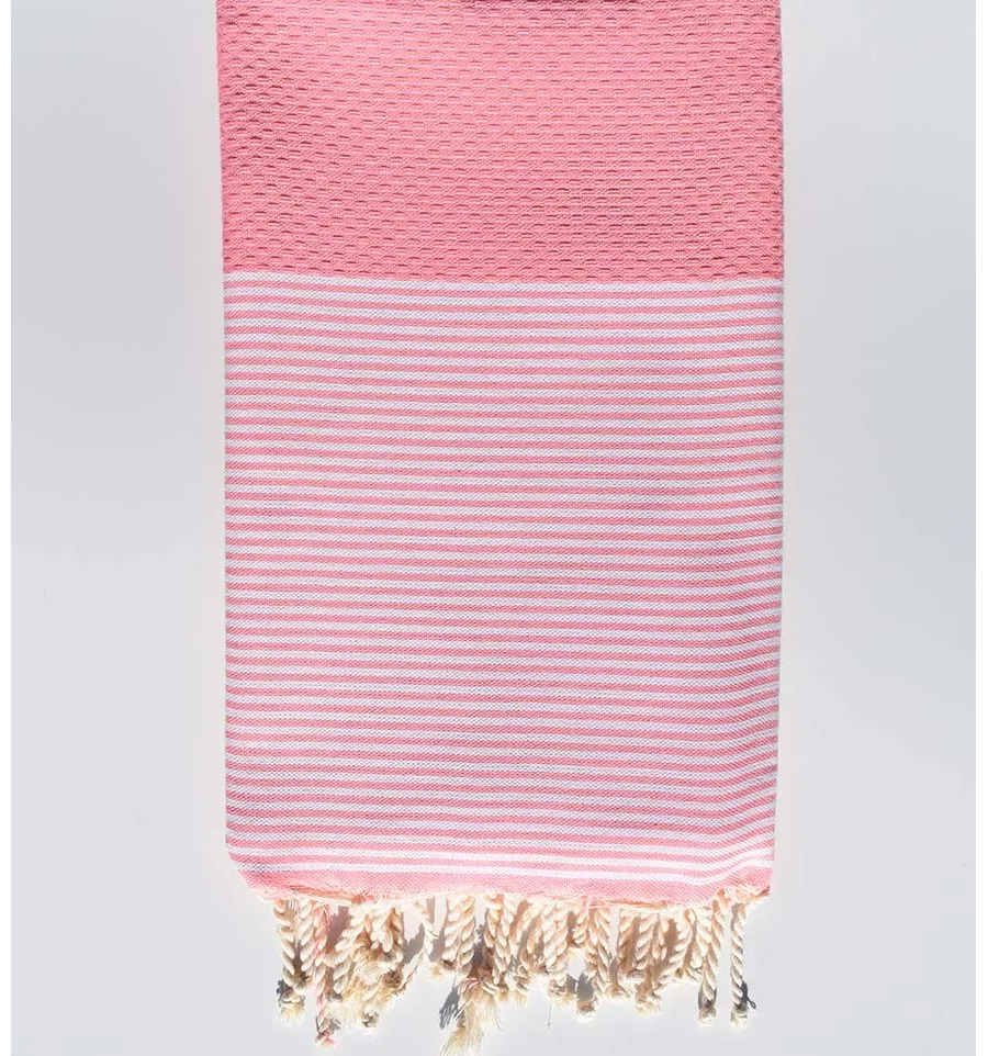 Fouta nido de abeja rosa claro Fouta Tunisia - 1