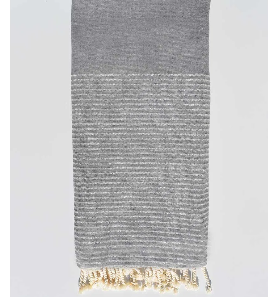 Fouta grande gris con lurex plateado Fouta Tunisia - 1