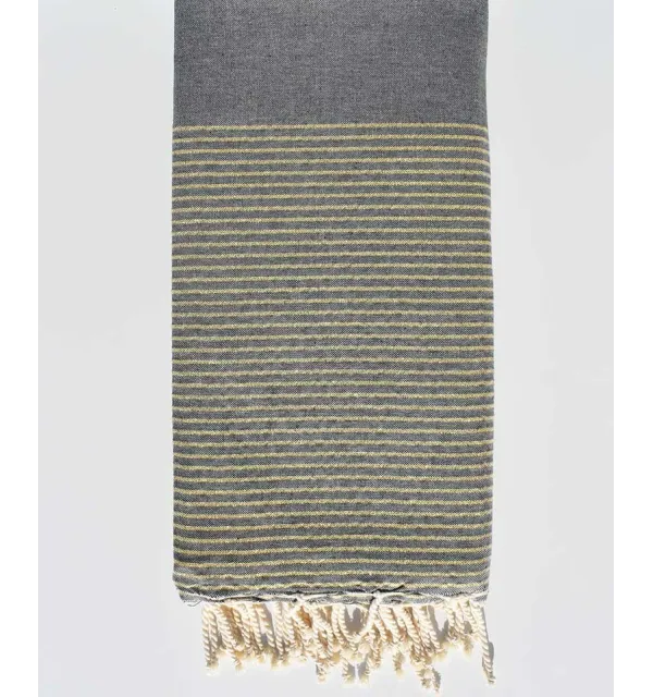 Fouta grande gris con lurex dorado  - 1