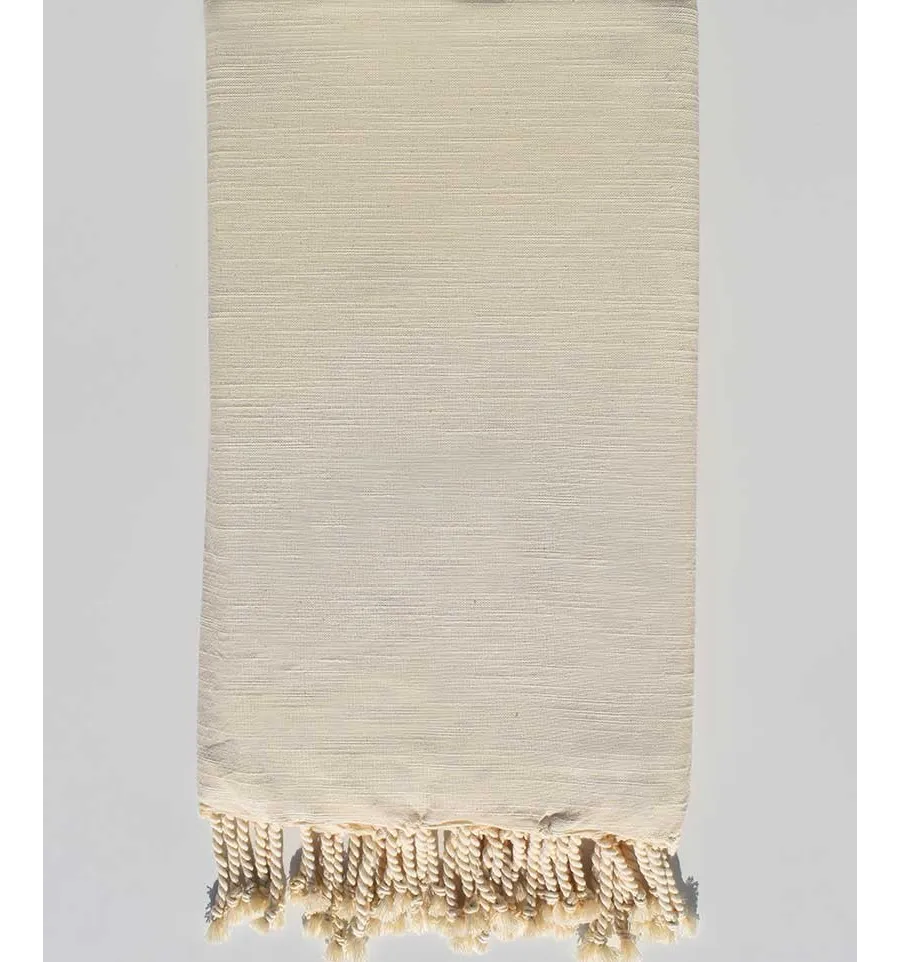 Fouta gigante blanco crema flameado  - 1