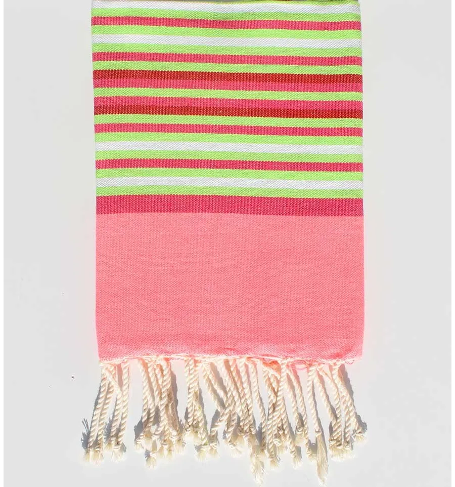 Toalla de playa para niños rosa neón, rosa, verde neón, rojo y blanco Fouta Tunisia - 1