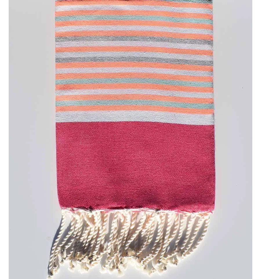 Toalla de playa para niños rosa, blanco, gris, verde mar, naranja fluorescente Fouta Tunisia - 1