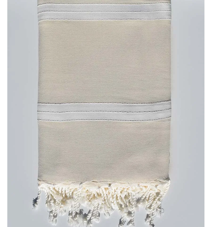 Fouta grande blanco crema y crudo 1,90m * 3m Fouta Tunisia - 1