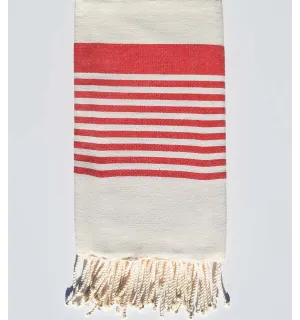 Toalla de playa arturo blanco crema y rojo Fouta Tunisia - 1