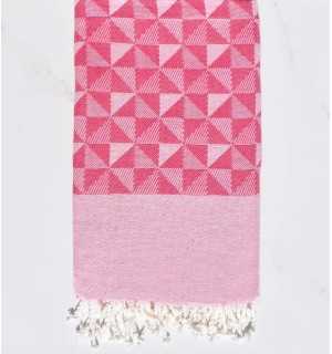 Toalla de playa jacquard geométrico rosa y rosa claro Fouta Tunisia - 1