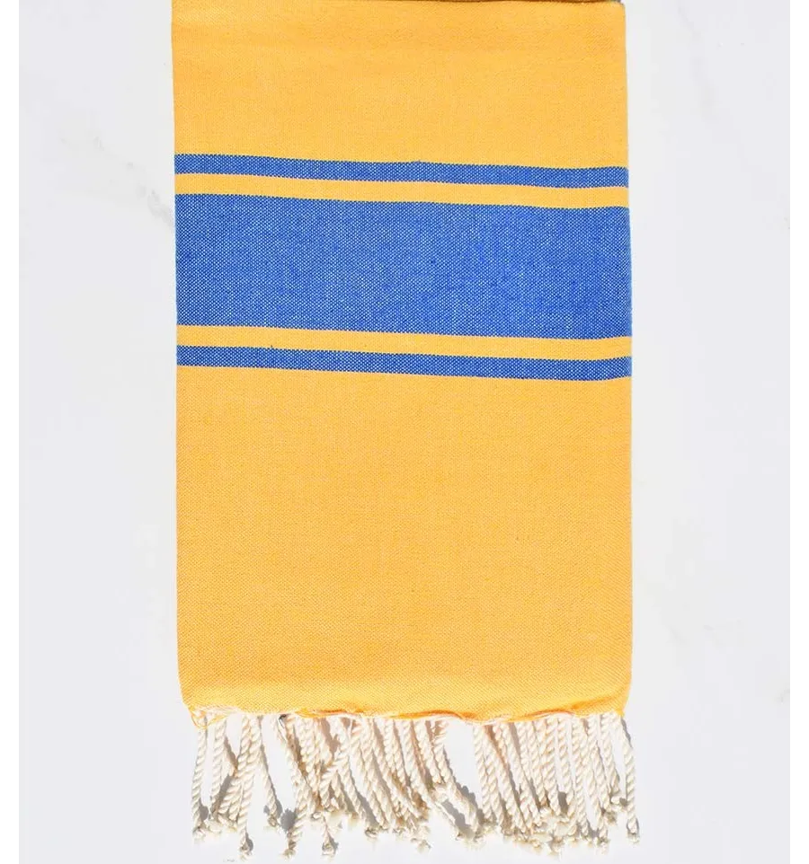 Toalla de playa amarillo con rayas azul Fouta Tunisia - 1