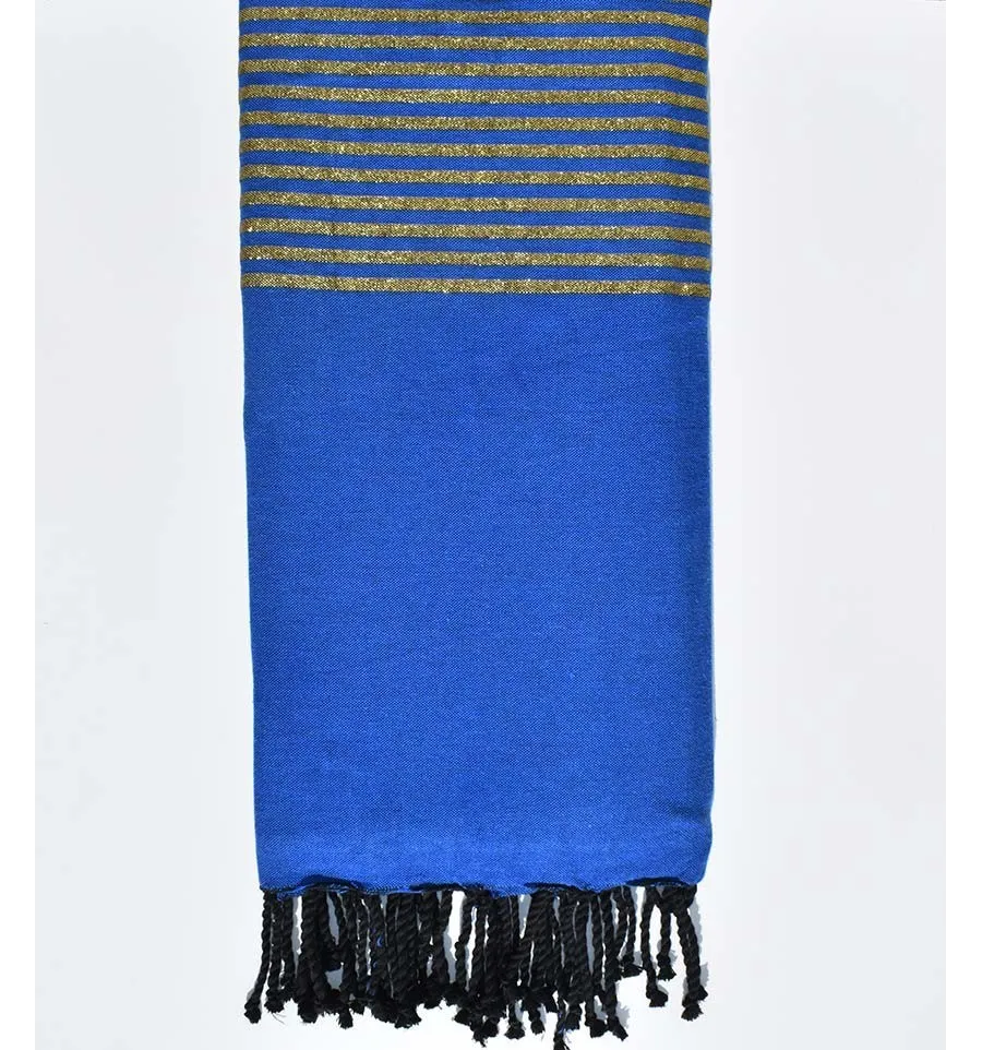 Fouta grande azul a rayas lurex dorado Fouta Tunisia - 1