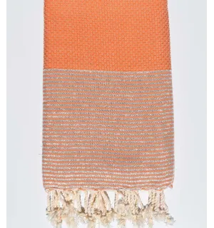 Toalla de playa de nido de abeja naranja oscuro con lurex Fouta Tunisia - 1