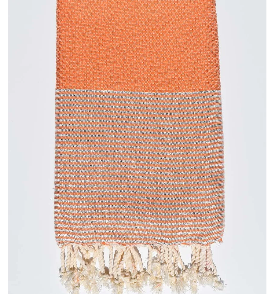 Toalla de playa de nido de abeja naranja oscuro con lurex Fouta Tunisia - 1