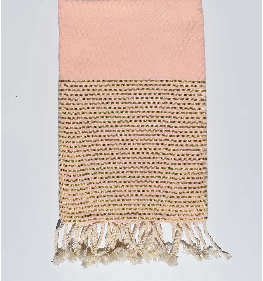 FOUTA Lurex tejido liso rosa melocotón Fouta Tunisia - 1