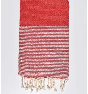 Toalla de playa roja nido de abeja con lurex plateado Fouta Tunisia - 1