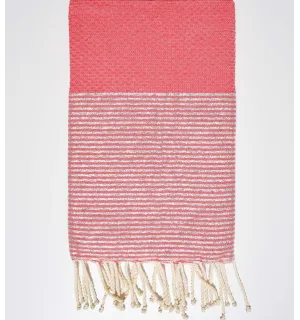 Toalla de playa de nido de abeja rosa Incarnadine con lurex Fouta Tunisia - 1