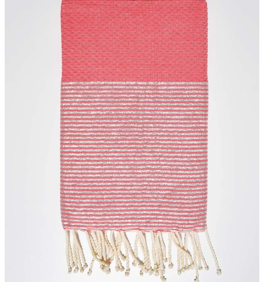 Toalla de playa de nido de abeja rosa Incarnadine con lurex Fouta Tunisia - 1