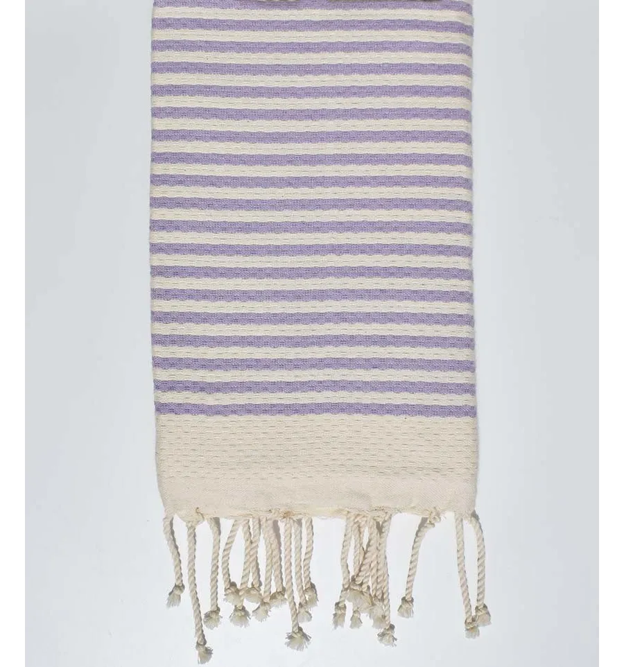 Toalla de playa nido de abeja con rayas violetas 1 cm Fouta Tunisia - 1