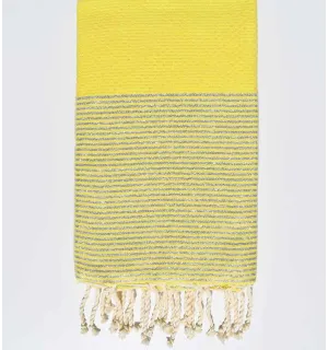 Toalla de playa de nido de abeja amarilla con lurex Fouta Tunisia - 1