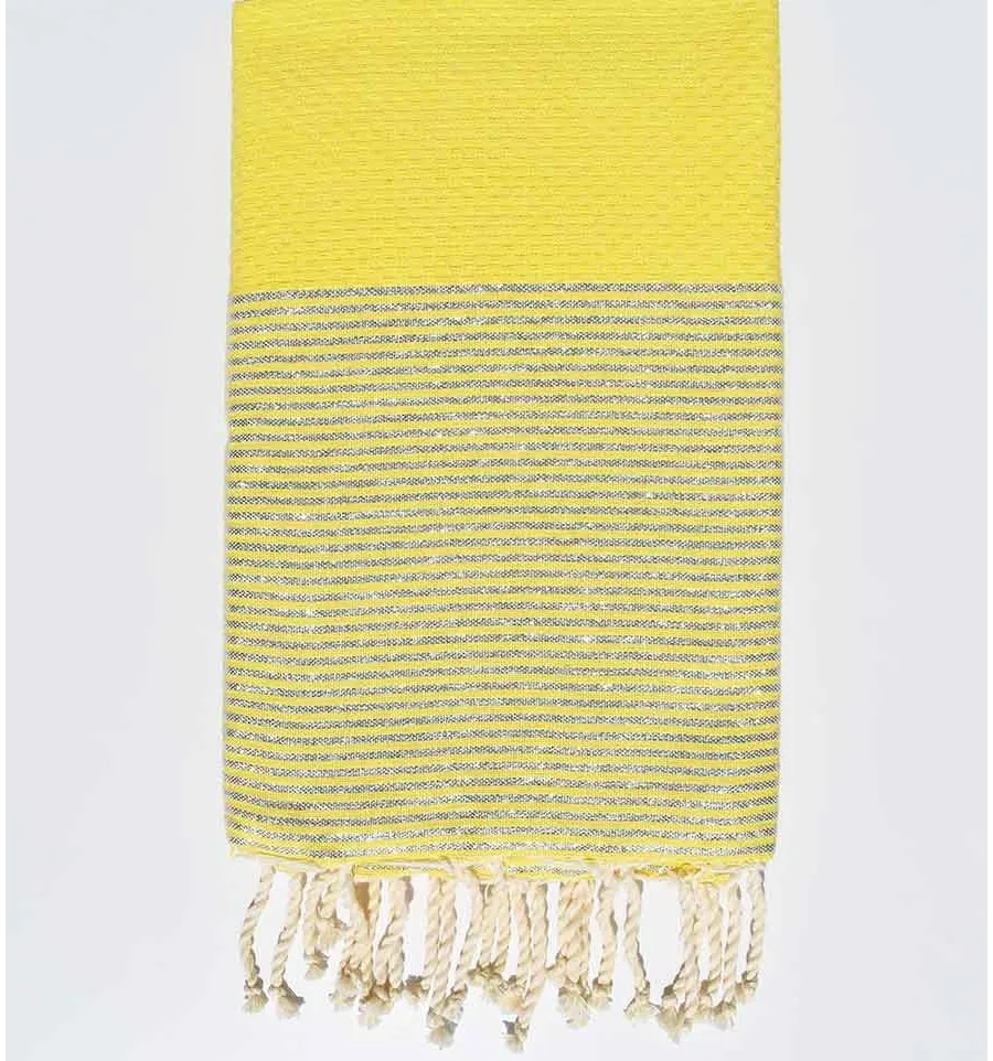 Toalla de playa de nido de abeja amarilla con lurex Fouta Tunisia - 1